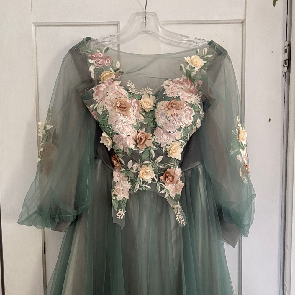 whimsical tulle embroidered ball gown